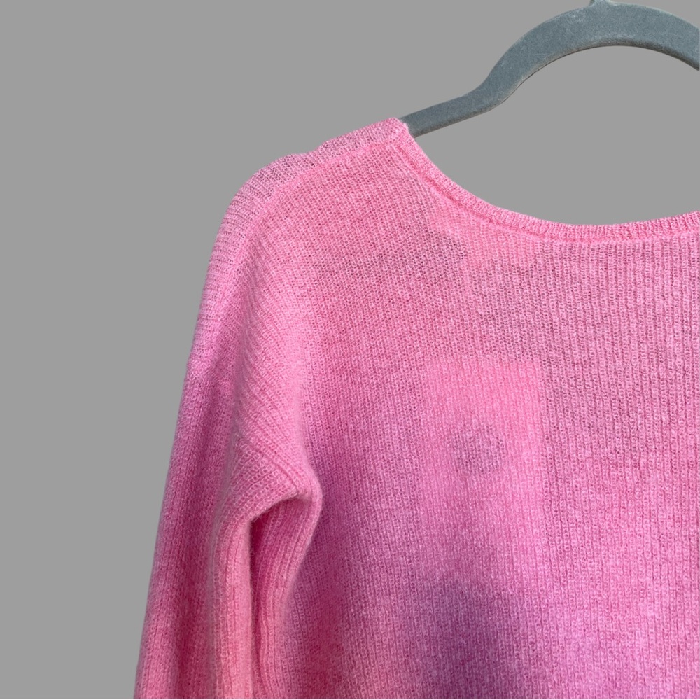 SEZANE NWT Rose Pink Alpaca Mohair Wool Reversible V Neck Barry Cardigan Sweater - Picture 14 of 16